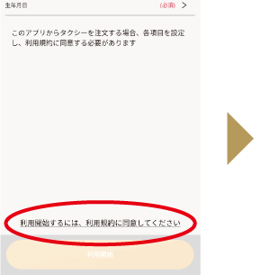 入力画面の下の利用規約をタップしてください